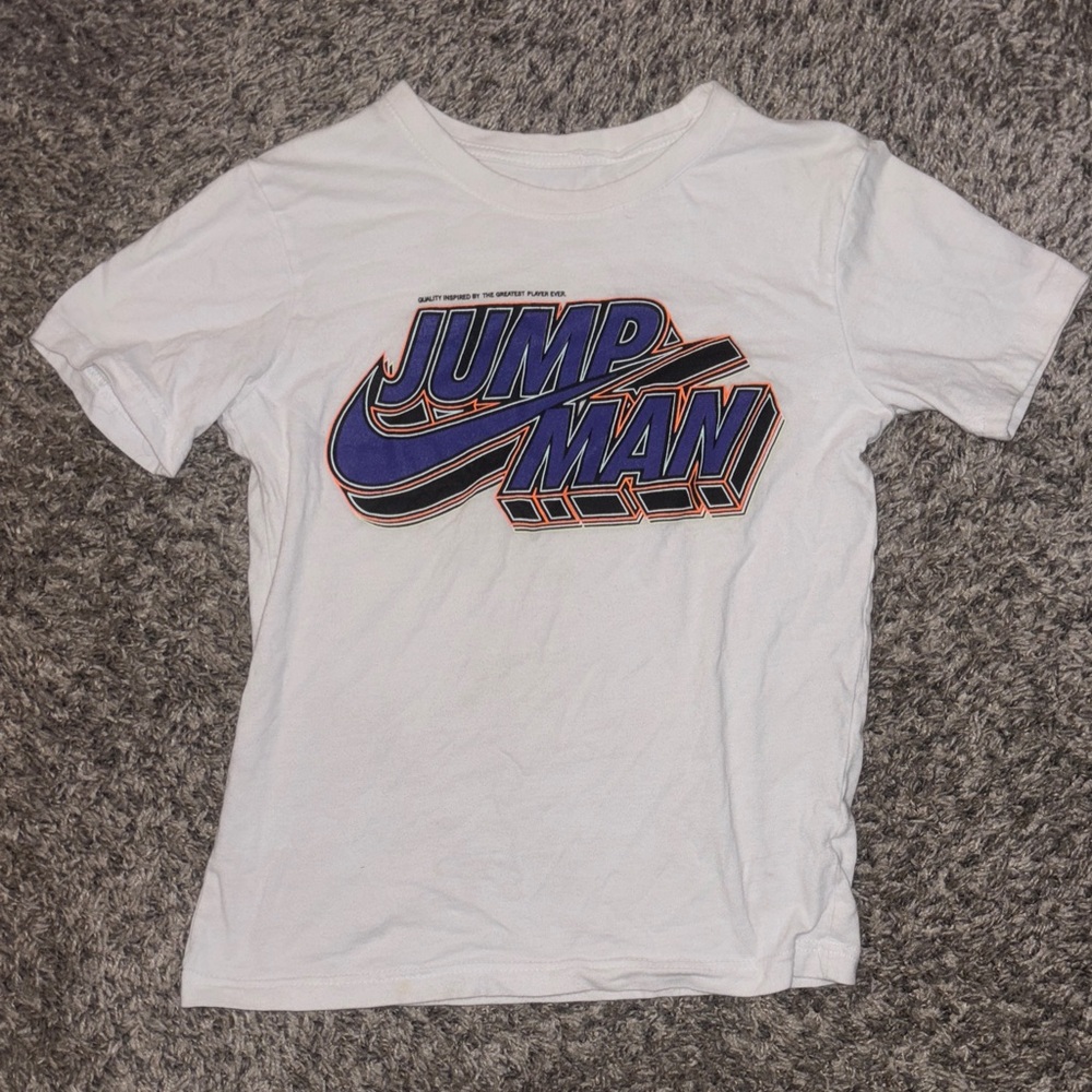 Nike Kids White and Purple Jumpman Tee